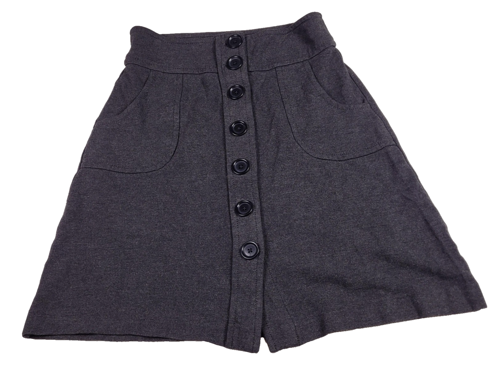 Banana Republic Skirt Womens Petite 0 Gray Button Front A-Line Stretch Pockets